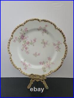 Haviland Limoges Schleiger 29 K DINNER Plate Gold white pink 9 3/4 in (Set of 6)