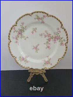 Haviland Limoges Schleiger 29 K DINNER Plate Gold white pink 9 3/4 in (Set of 6)