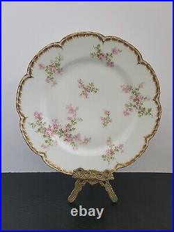 Haviland Limoges Schleiger 29 K DINNER Plate Gold white pink 9 3/4 in (Set of 6)