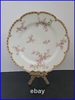 Haviland Limoges Schleiger 29 K DINNER Plate Gold white pink 9 3/4 in (Set of 6)