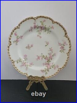 Haviland Limoges Schleiger 29 K DINNER Plate Gold white pink 9 3/4 in (Set of 6)