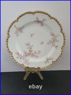 Haviland Limoges Schleiger 29 K DINNER Plate Gold white pink 9 3/4 in (Set of 6)