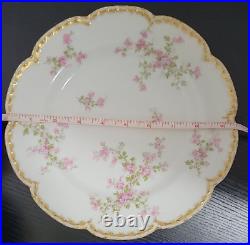 Haviland Limoges Schleiger 29 K DINNER Plate Gold white pink 9 3/4 in (Set of 6)