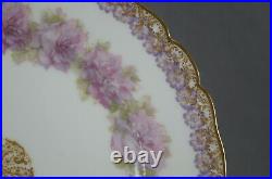 Haviland Limoges Schleiger 55 Variant Pink Roses Purple Flowers Gold 9 1/4 Plate