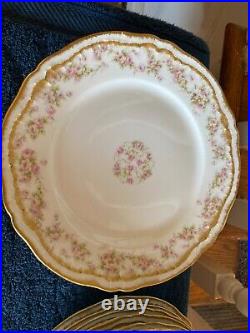 Haviland Limoges Schleiger #844 Dinner Plates (6) Double Gold Pink Roses
