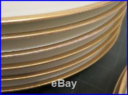 Haviland Limoges White and Gold Gilded Rim Dinner Plates Porcelain Set 8 France