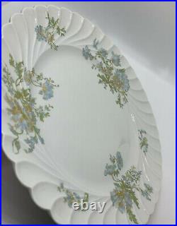 Haviland Margaux Set 9 Dinner Plates 10 3/8 France Blue Flowers Gold Scallop
