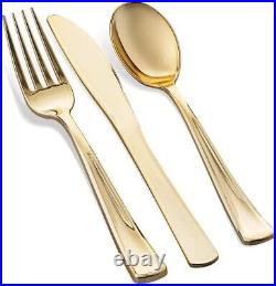 Heavy Duty 700-Piece Gold Dinnerware Set for Weddings Receptions Parties Picnics