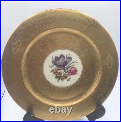 Heavy Gold Encrusted With Flowers Dinner Plate/bavaria