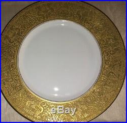 Heinrich & Co. H & C Selb Bavaria Gold Encrusted Dinner Plates SET of 4 RARE