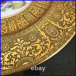 Heinrich Co. Selb Bavaria Gold Encrusted Rose Center Dinner Plate Set of 6