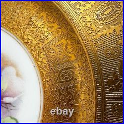 Heinrich Co. Selb Bavaria Gold Encrusted Rose Center Dinner Plate Set of 6