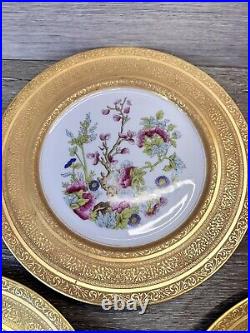 Heinrich & Co SelbBavaria Gold ENCRUSTED FloralDinner PLATES 11set Of 3 Plates