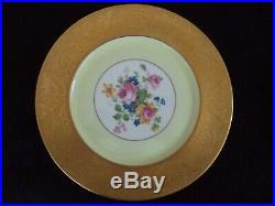 Heinrich porcelain china 12 dinner charger plates 11in Dresden Flowers wide gold