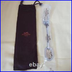 Hermes Attelage Dinner Fork Gold Plated 7.68in with Storage Cloth Bag