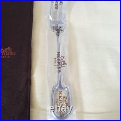 Hermes Attelage Dinner Fork Gold Plated 7.68in with Storage Cloth Bag