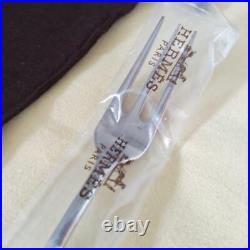 Hermes Attelage Dinner Fork Gold Plated 7.68in with Storage Cloth Bag