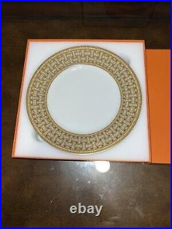 Hermes Mosaique Au 24 Gold Pair Of American Dinner Plates #p026001p Bnib F/sh