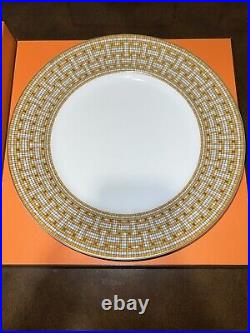 Hermes Mosaique Au 24 Gold Pair Of American Dinner Plates #p026001p Bnib F/sh