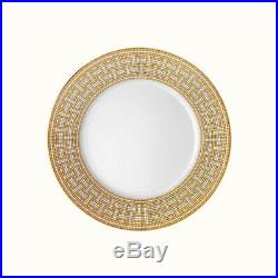 Hermes Mosaique au 24 American dinner plates gold porcelain (Set of FOUR) in BOX