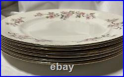 Homer Laughlin Dinner Plates, Georgian Eggshell, Apple Blossoms 10 Diam. Gold Tr