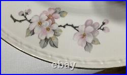 Homer Laughlin Dinner Plates, Georgian Eggshell, Apple Blossoms 10 Diam. Gold Tr