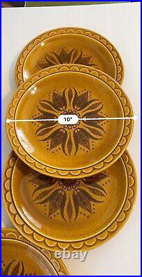 Homer Laughlin USA Golden Harvest Dinner Plates Set Of 11 Mustard Yellow Vtg 10