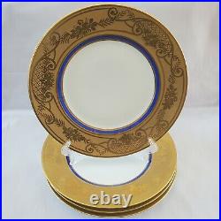 Hutschenreuther LHS 4 Dinner Plates Cobalt Heavy Gold Encrusted Rim Selb Bavaria Hutschenreuther LHS 4 Dinner Plates Cobalt Heavy Gold Encrusted Rim Selb Bavaria