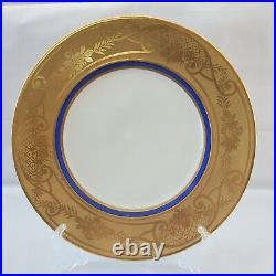 Hutschenreuther LHS 4 Dinner Plates Cobalt Heavy Gold Encrusted Rim Selb Bavaria Hutschenreuther LHS 4 Dinner Plates Cobalt Heavy Gold Encrusted Rim Selb Bavaria