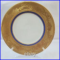 Hutschenreuther LHS 4 Dinner Plates Cobalt Heavy Gold Encrusted Rim Selb Bavaria