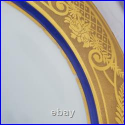 Hutschenreuther LHS 4 Dinner Plates Cobalt Heavy Gold Encrusted Rim Selb Bavaria Hutschenreuther LHS 4 Dinner Plates Cobalt Heavy Gold Encrusted Rim Selb Bavaria