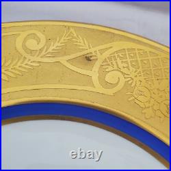 Hutschenreuther LHS 4 Dinner Plates Cobalt Heavy Gold Encrusted Rim Selb Bavaria Hutschenreuther LHS 4 Dinner Plates Cobalt Heavy Gold Encrusted Rim Selb Bavaria