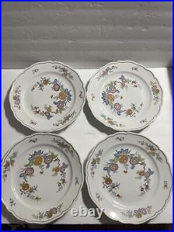 Hutschenreuther MANDALAY Floral 4 Dinner Plates Scalloped Gold Trim Germany