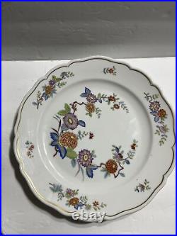 Hutschenreuther MANDALAY Floral 4 Dinner Plates Scalloped Gold Trim Germany