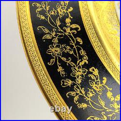 Hutschenreuther Royal Bavarian Set of 12 Dinner Plates Black Gold Encrusted Selb