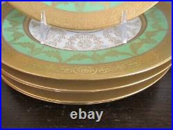 Hutschenreuther Selb Bavaria Germany Set Of 6 Dinner Plate Green Gold Encrusted