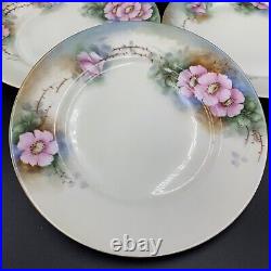 Hutschenreuther Selb LHS Bavaria Plates Gold Band Floral Dinner Lot of 4