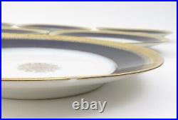 Jean J. Pouyat Limoges France Cobalt Blue & Gold Gilt Trim Dinner Plates (12)