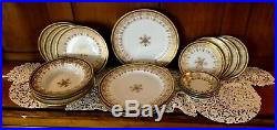 Jean Pouyat Limoges White and Gold POY12 Dinner Plate 4 Settings