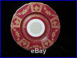 K & A Krautheim Selb Bavaria 7792 12 Stunning Red & Gold Encrusted Dinner Plates