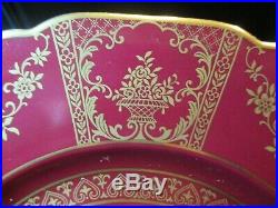 K & A Krautheim Selb Bavaria 7792 12 Stunning Red & Gold Encrusted Dinner Plates