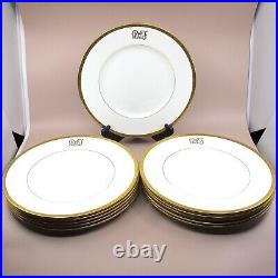 K128 by Minton Set of 11 Gold Encrusted White Dinner Plates Monogrammed DLF