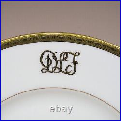 K128 by Minton Set of 11 Gold Encrusted White Dinner Plates Monogrammed DLF