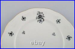 KPM, Denmark. 12 Rubens dinner porcelain plates with floral motifs, gold edge