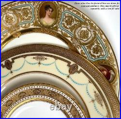 LENOX 10pc 10 3/8 Dinner Plates w Raised Gold Enamel, Encrusted, Cream & Teal