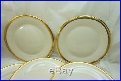 LENOX CHINA ARISTOCRAT PATTERN DINNER PLATES SET OF 12 GOLD ENCRUSTED 10.5in d