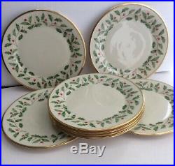 LENOX China HOLIDAY GOLD 8 Dinner 8 Salad & 8 Bread & Butter Plates Holly Berry