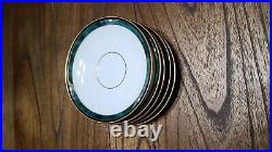 LENOX DEBUT COLLECTION KELLY BONE CHINA GOLD with GREEN PLATE SET With CUPS