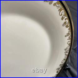 LENOX ECLIPSE Cream Colored Gold/Black Trim Dinner Plate Set Of 7 10.75