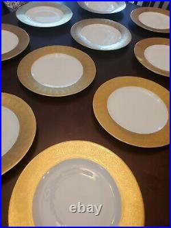 LHS Bavaria Hutschenreuther Gold Encrusted Dinner Plates Lot of 11 PRETTY